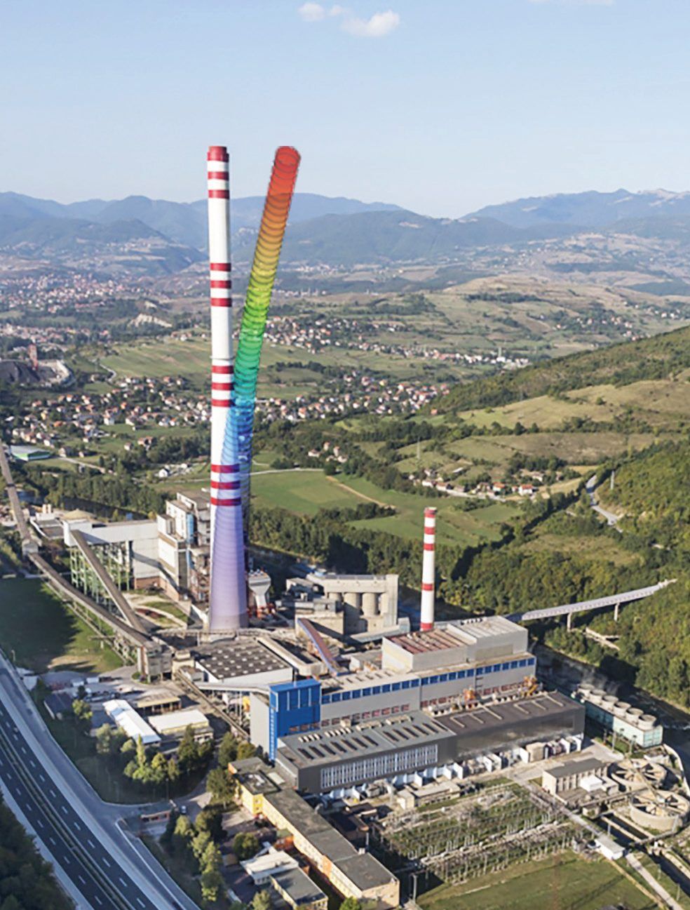 Kakanj power plant chimney, h = 300 m